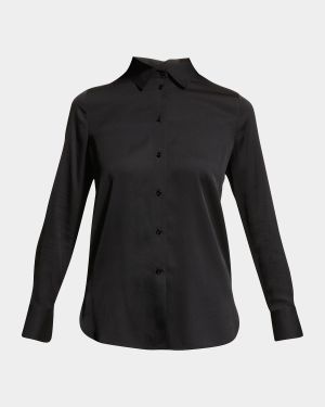 Slim-Fit Long-Sleeve Stretch-Silk Blouse