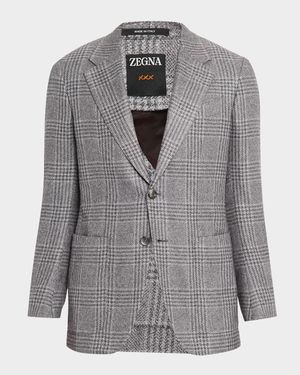 Men's Cashmere and Silk Plaid Two-Button Sport Coat