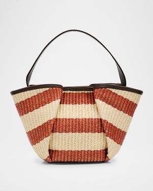 Marine Mini Striped Raffia Tote Bag