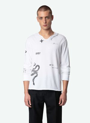 Zadig&voltaire - Tee-shirt tunisien imprimé en coton bio - Taille XL - Blanc
