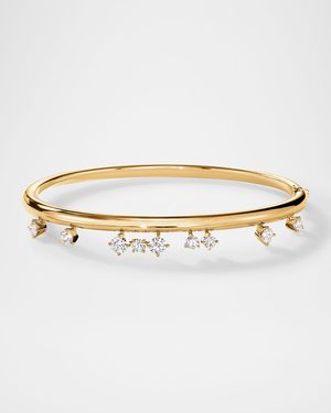 18K Yellow Gold Barre Floating Diamond Bangle Bracelet