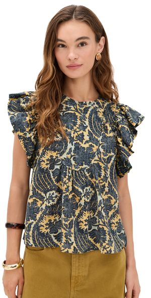 Ulla Johnson Sienna Flutter Sleeve Top Luna 00