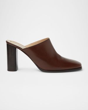 Alba Leather Square-Toe Mules