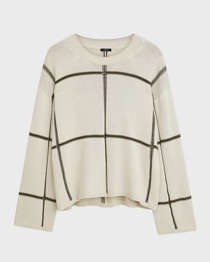 Crewneck Grid Intarsia Sweater