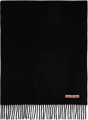 Acne Studios Black Oversized Fringe Wool Scarf