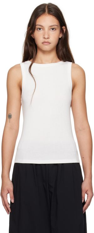 St. Agni Débardeur blanc en coton bio à col bateau