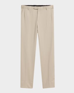Men's Wool Twill Flat-Front Pants