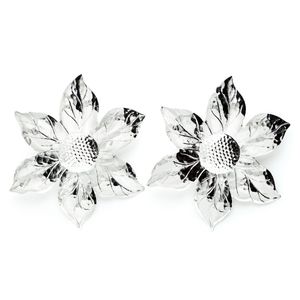 Monsieur Simone - Maxi boucles d'oreilles puces fleurs plaqué argent - Taille Unique - Argent