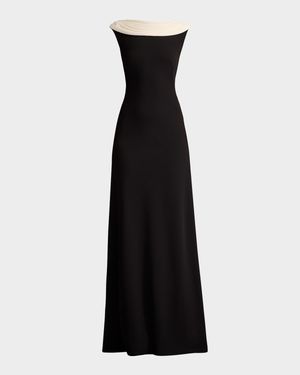 Draped Two-Tone Crepe Gown