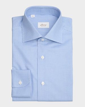 Men's Cotton Micro-Houndstooth Dress Shirt