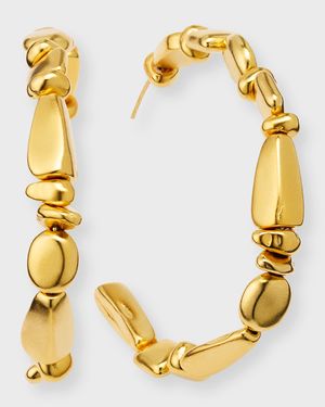 24k Gold Electroplated Nuggets Hoop Earrings