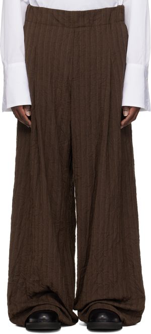 Dries Van Noten Brown Pleated Trousers