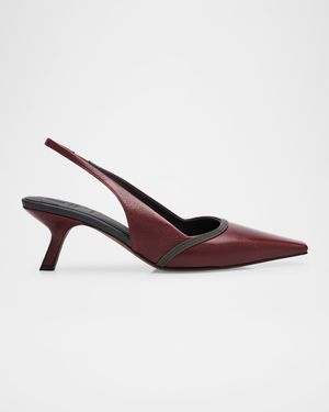 Leather Monili Slingback Pumps
