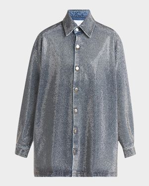 Crystal Hotfix Denim Overshirt