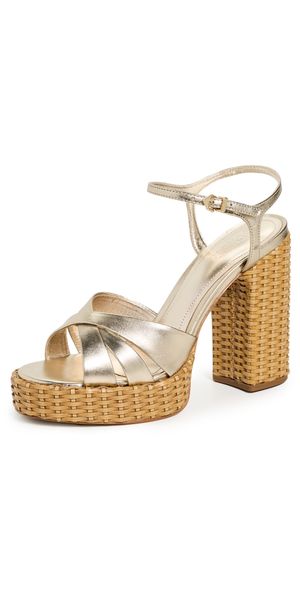 Schutz Keefa Straw Platform Sandals Platina 11