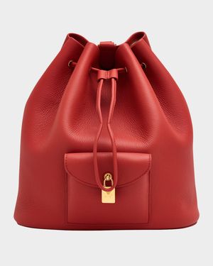 Extra Drawstring Calf Leather Backpack