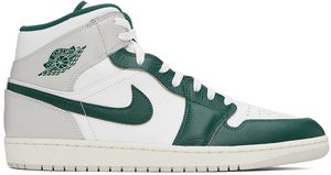 Nike Jordan White & Green Air Jordan 1 Mid SE Sneakers