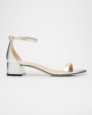 Nudist Metallic Ankle-Strap Sandals
