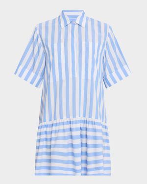 Cris Stripe Short-Sleeve Shirtdress