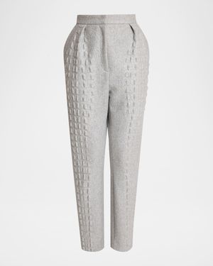 Croco Wool-Cotton Tapered Trousers