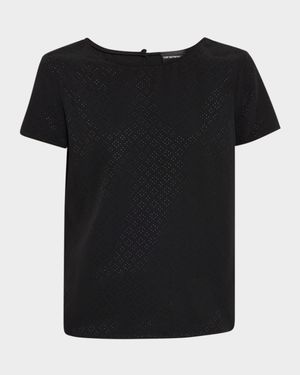 Diamond-Textured Viscose Satin Tee
