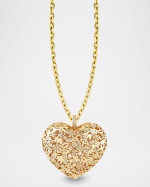 XL Pave Puffy Icon Wallpaper Heart Charm Necklace