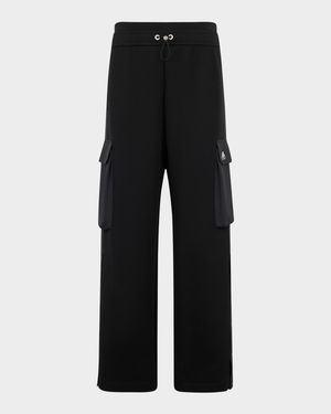 Mixed-Media Drawstring Track Pants