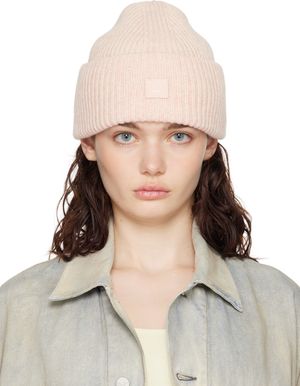 Acne Studios Pink Small Face Logo Beanie