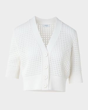 Chunky Cotton Mesh Knit Cardigan