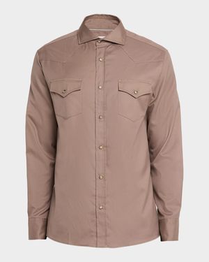 Men's Piece-Dyed Cotton Western Shirt