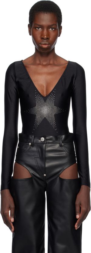 Pushbutton Black Star Point Bodysuit