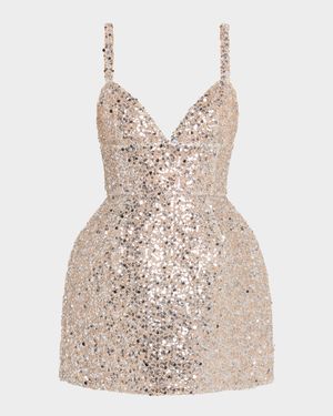 Tessa Deep V-Neck Sequin Mini Dress