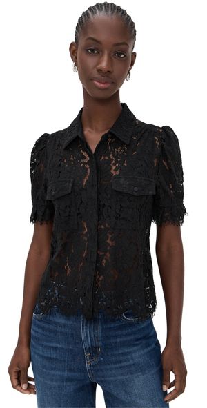 Generation Love Mina Lace Shirt Black XXS