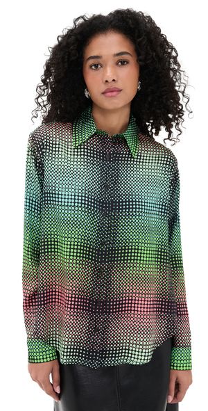 BruceGlen Seaglass Dot Gradient Button Up Blouse Seaglass Dot Gradient XL