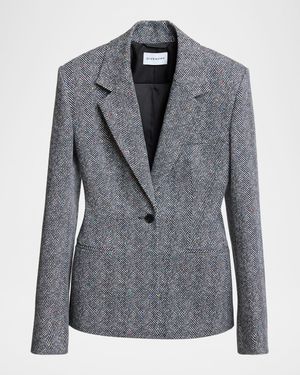Herringbone Single-Breasted Jacket