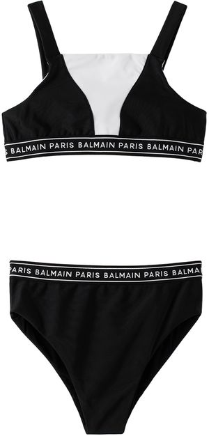 Balmain Kids Black Paneled Bikini