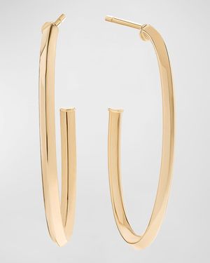 14K Yellow Gold Thin Oval Hoop Earrings