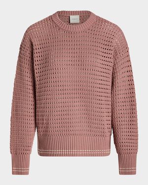 Fox Crochet-Knit Crewneck Sweater