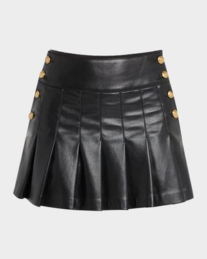 Lanna Pleated Vegan Leather Mini Skirt