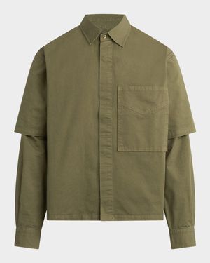 Men's Rex Layered Cotton Button-Down Shirt