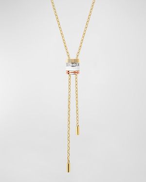 Quatre 18K Yellow Gold Ceramic and Diamond Large Tie Necklace