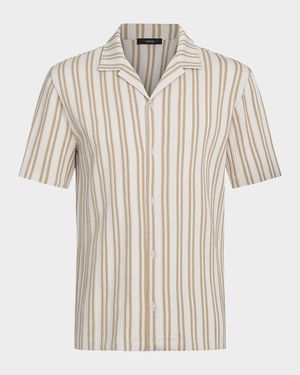 Men's Jacquard Stripe Camp Shirt
