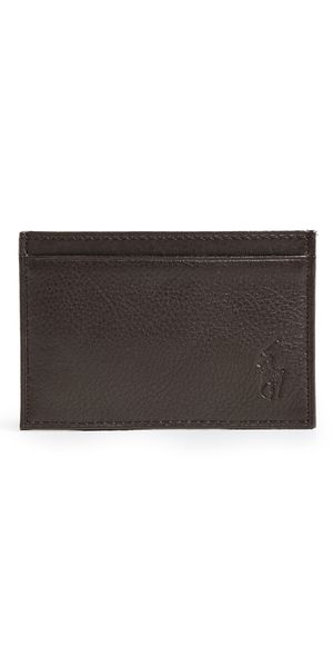 Polo Ralph Lauren Pebbled Leather Slim Card Case Brown One Size