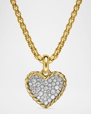 Pave Plate Heart Enhancer with Diamonds in 18K Gold, 17mm