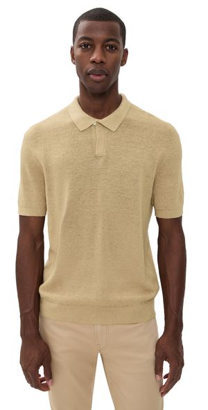 Polo Ralph Lauren Original Label Linen Johnny Collar Sweater Classic Tan S