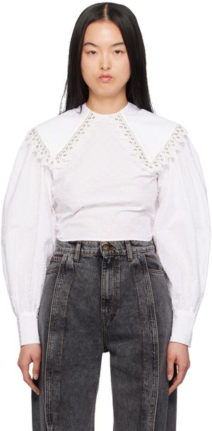 Charles Jeffrey LOVERBOY Chemisier à manches bouffantes blanc