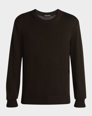 Men's Cotton and Silk Knit Crewneck Sweater