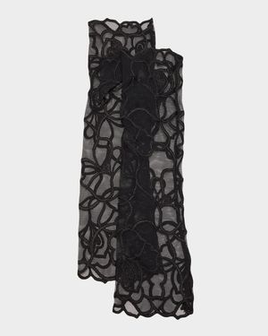 Petite Chou Floral-Embroidered Fingerless Gloves