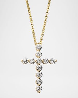 18K Yellow Gold Diamond Cross Pendant, 2.20tcw