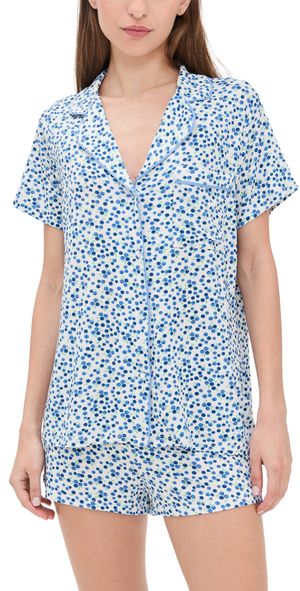 Stripe & Stare Short Pajama Set Blueberry S